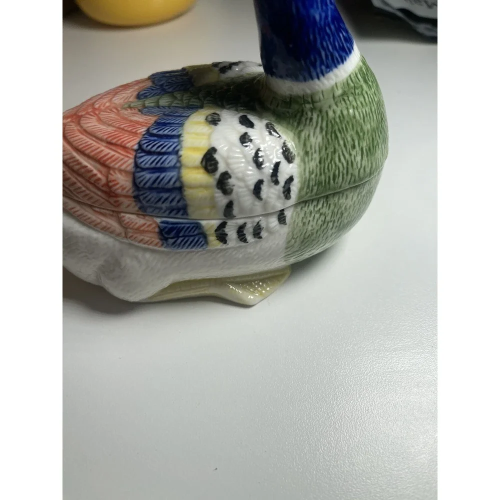 2 Piece Mallard Ceramic Duck Trinket Box